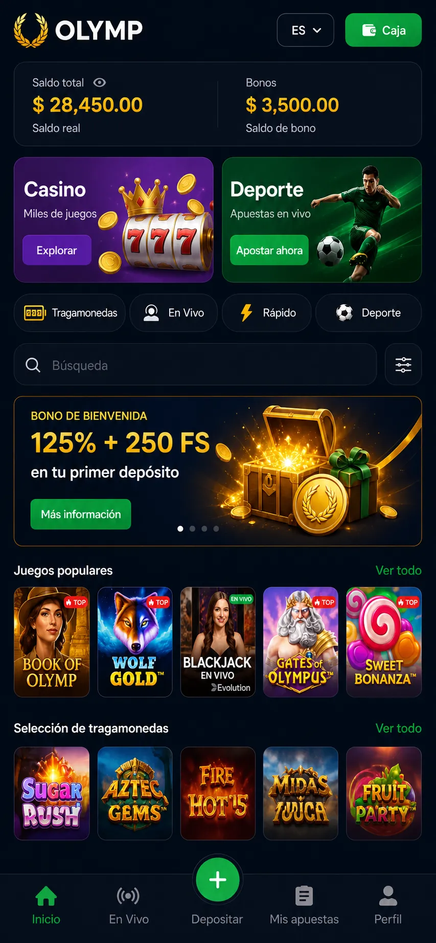 Funciones de Olimp Casino Android — app Olimp Casino