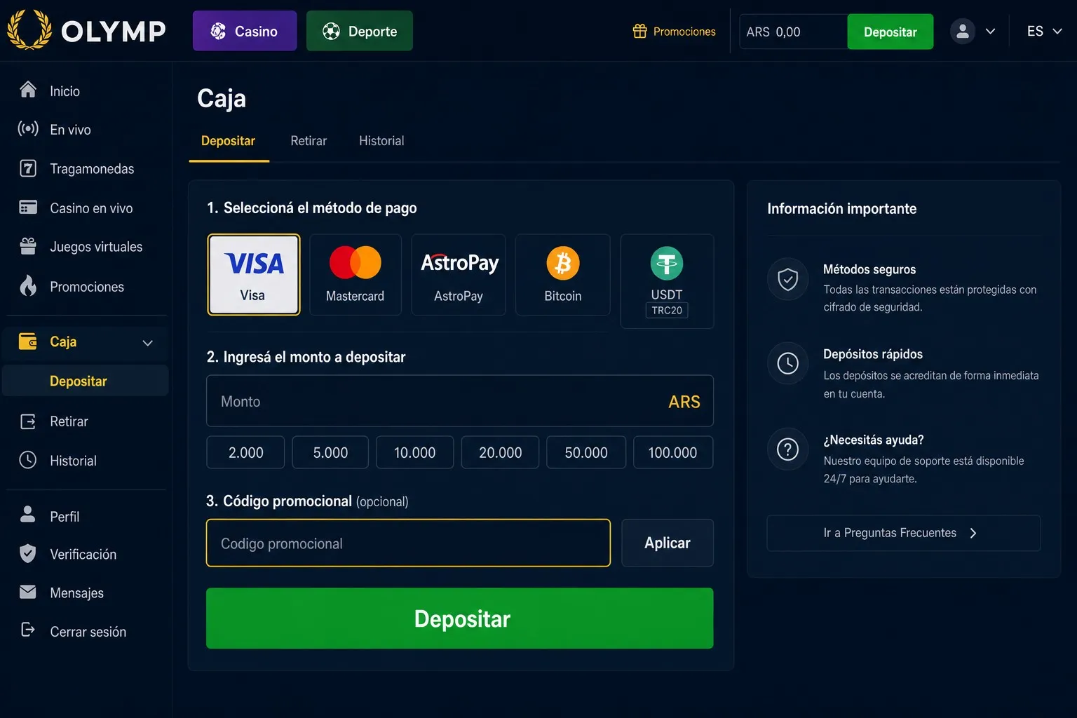 Cómo usar el código promocional Olimp Casino — bono Olimp Casino